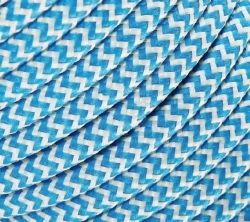 Bílo-tyrkysový textilní kabel 