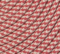Retro textilní červeno-béžový kabel  3x0,75mm