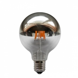 Žárovka LED G95-13801-240V-6W-E27- stříbrný vrchlík- stmívatelná  