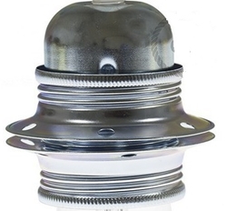 Stříbrná objímka E27 s kroužky pro stínidlo